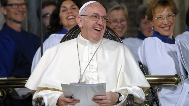 February 26, 2017 : Pope Francis during a visit at the All Saints Anglican Church in Rome.