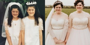 Estas gemelas se casan el mismo día y hacen un guiño a su Primera Comunión