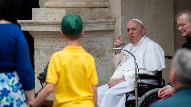 POPE FRANCIS DURING MEETING WITH THE CHILDREN'S COURTYARD