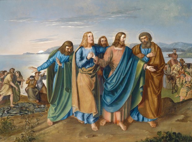 obraz Carla Wilhelma Friedricha przedstawiający Jezusa z uczniami nad Jeziorem Galilejskim