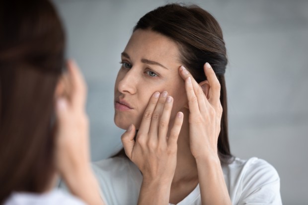Disappointed woman, mirror, worry
