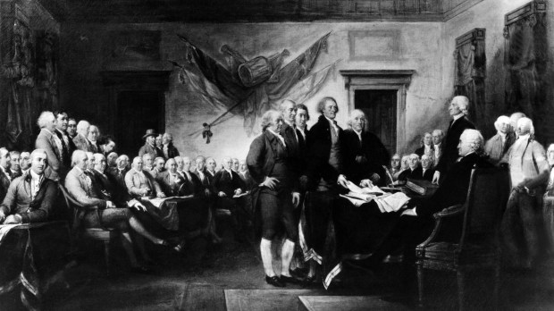 US Declaration of Independence signers, black and white