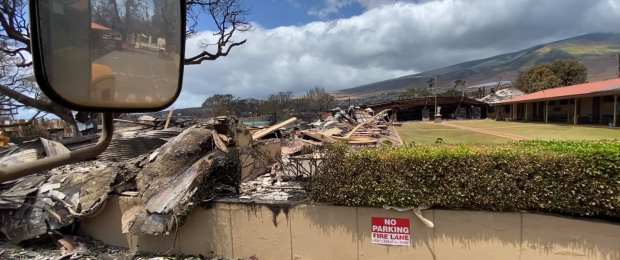 Fire Damage to Sacred Hearts Mission School in Lahaina.