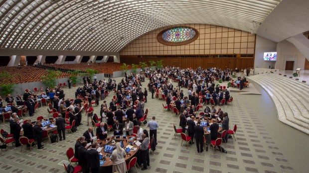 Participants of the 16th General Assembly of the Synod of Bishops gather in the Paul VI hall