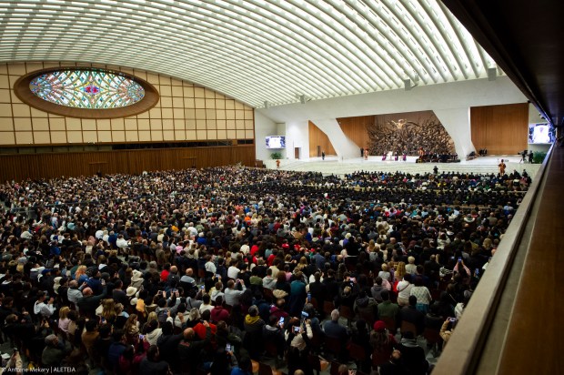 Pope Francis during his weekly general audience in Paul VI Hall at the Vatican.