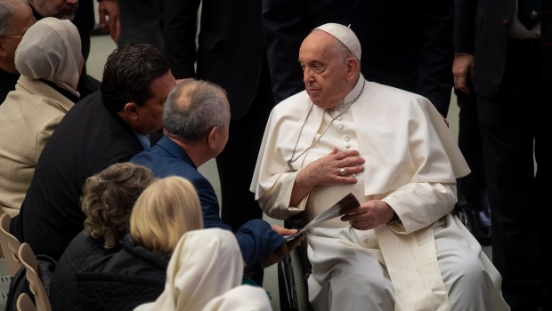 Pope Francis during his weekly general audience in Paul VI Hall at the Vatican.