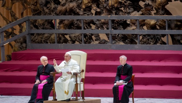 Pope Francis during his weekly general audience in Paul VI Hall at the Vatican