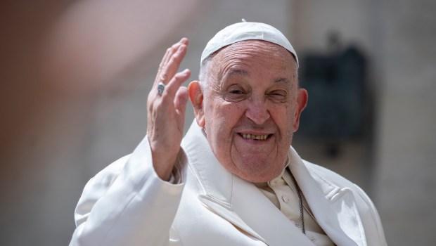 Pope Francis during his weekly general audience in St. Peter's square at the Vatican on April 24, 2024