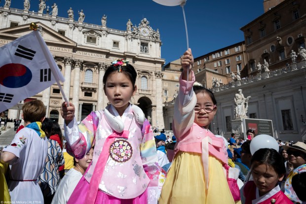 Pope Francis celebrates a mass on World Children's Day at St Peter's Basilica in the Vatican on May 26, 2024