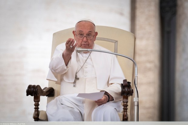 Pope Francis during his weekly general audience in St. Peter's square at the Vatican on June 19, 2024.