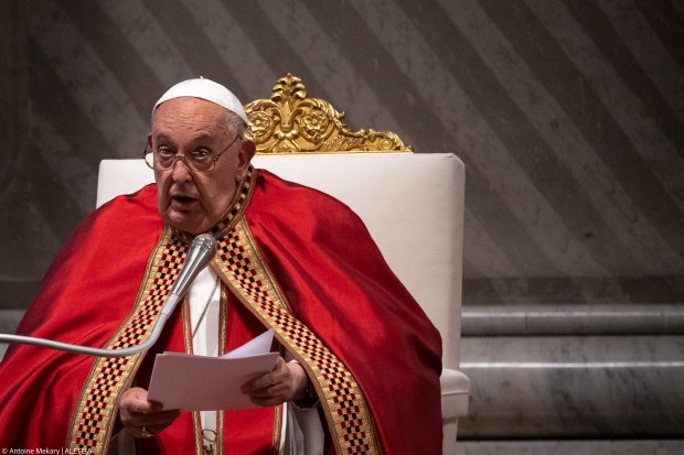 Pope Francis celebrates a Mass at St. Peter's Basilica in the Vatican on Saturday, June 29, 2024